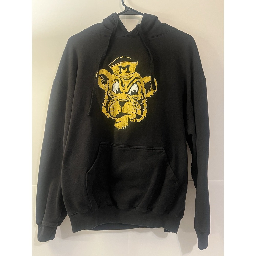Michigan Wolverines Hoodie XL Black Yellow Graphic Pullover Sweatshirt